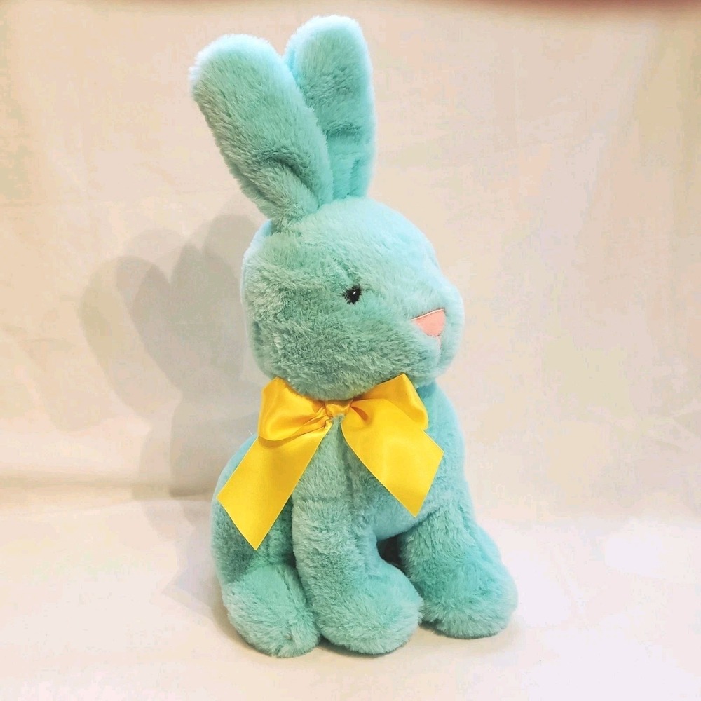 Destination Holiday Bunny‎ Rabbit Plush Stuffed Animal Mint Green Yellow Bow